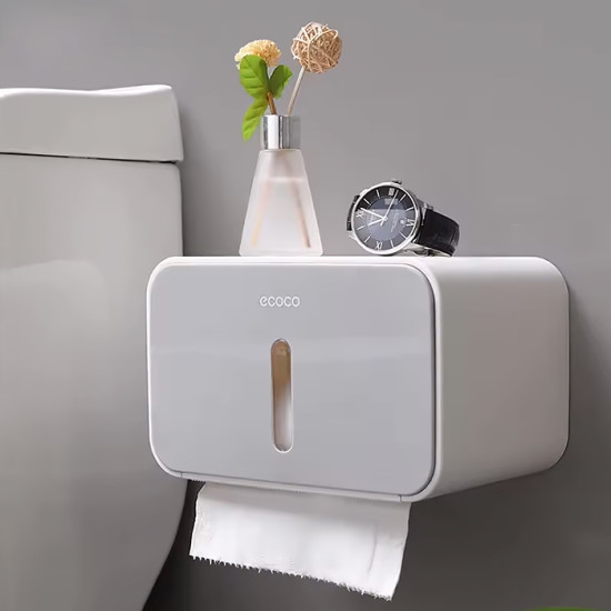 Настінний тримач для серветок та туалетного паперу Ecoco, сірий