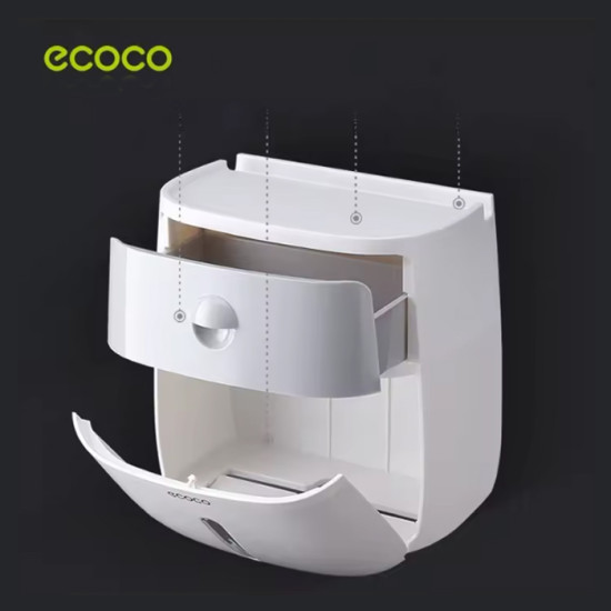 Настінний тримач-підставка для туалетного паперу Ecoco, сірий