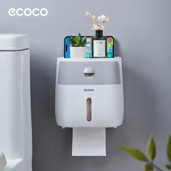 Настінний тримач-підставка для туалетного паперу Ecoco, сірий
