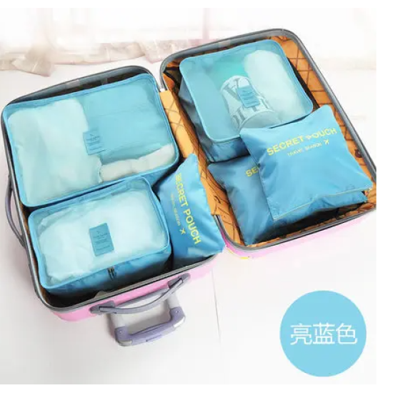 Комплект дорожніх органайзерів (6 шт), колір блакитний