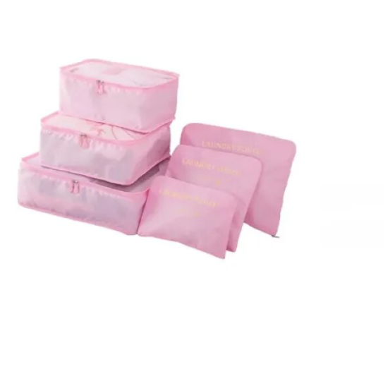 Комплект дорожніх органайзерів (6 шт), колір рожевий