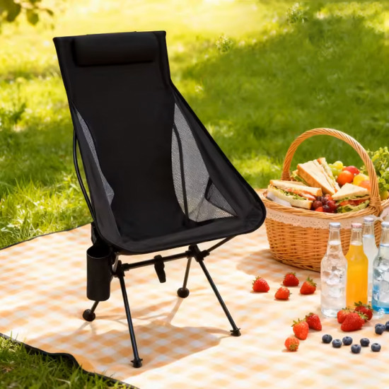 Стілець туристичний розкладний, чорний